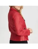 Women’s Vex Zipper Trim Red Leather Jacket