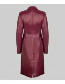 Zendaya Burgundy Leather Trench Coat