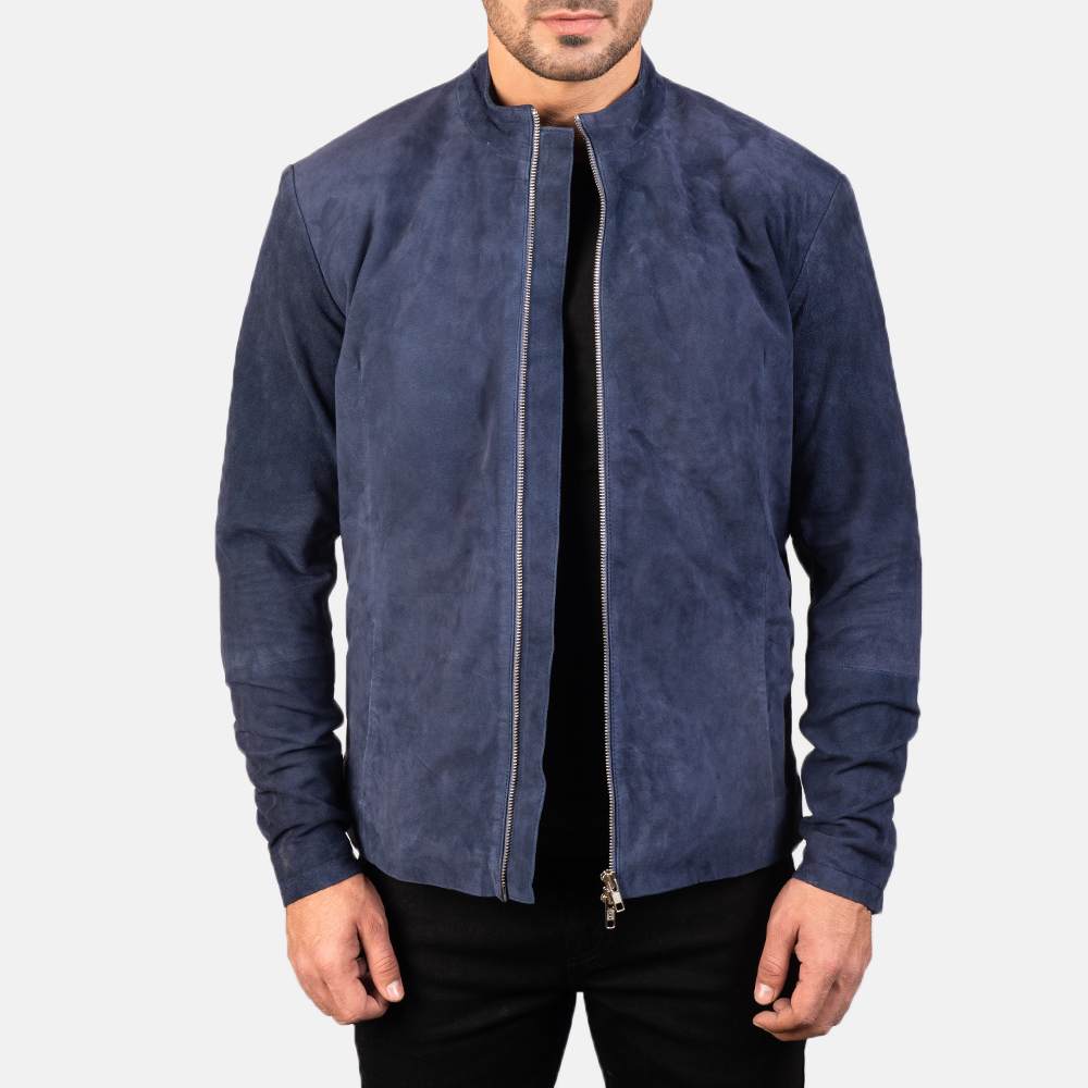 navy blue moto jacket