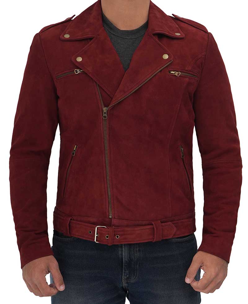 maroon biker jacket mens